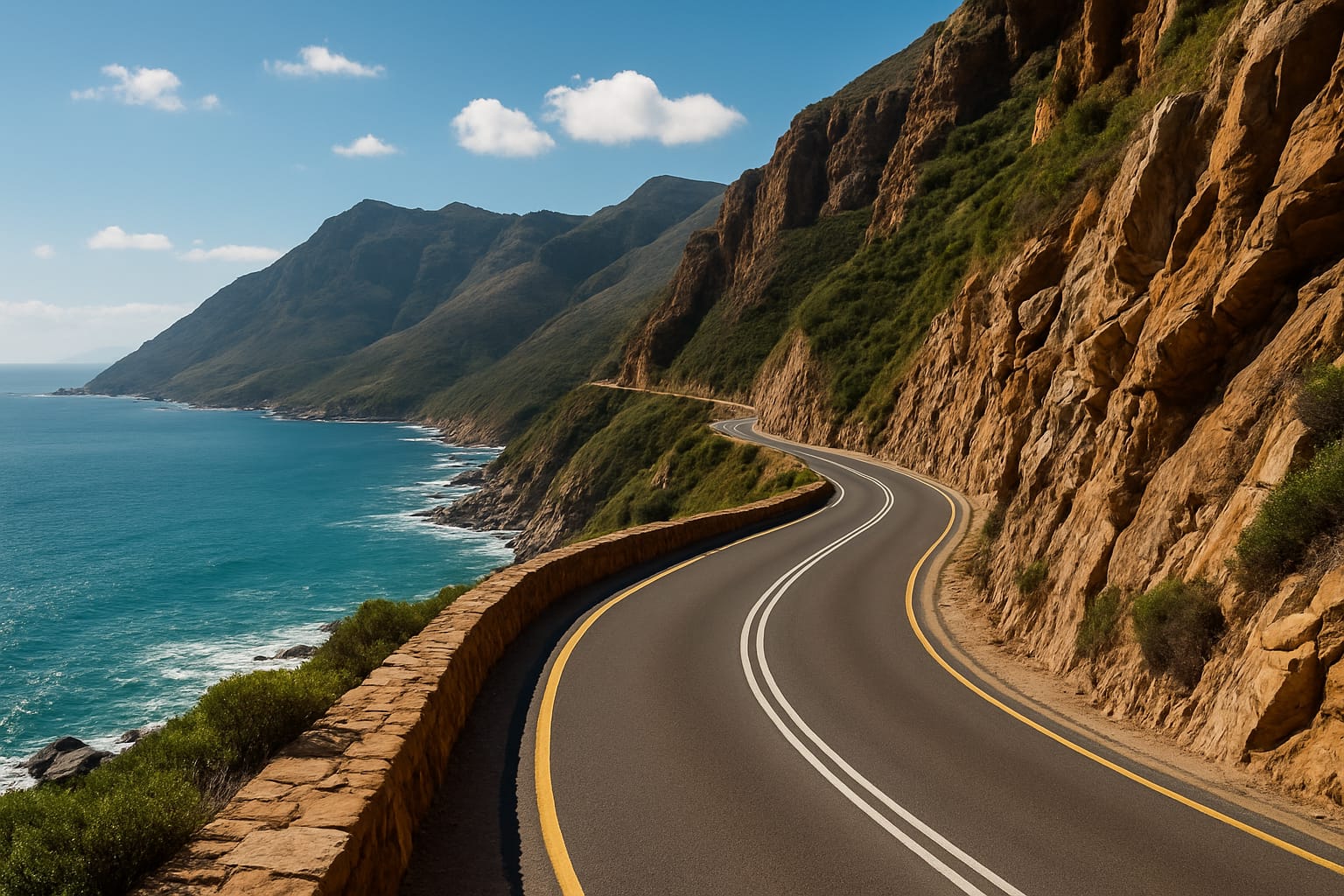 Dramatic winding coastal road of Chapman's Peak Drive on the Garden Route